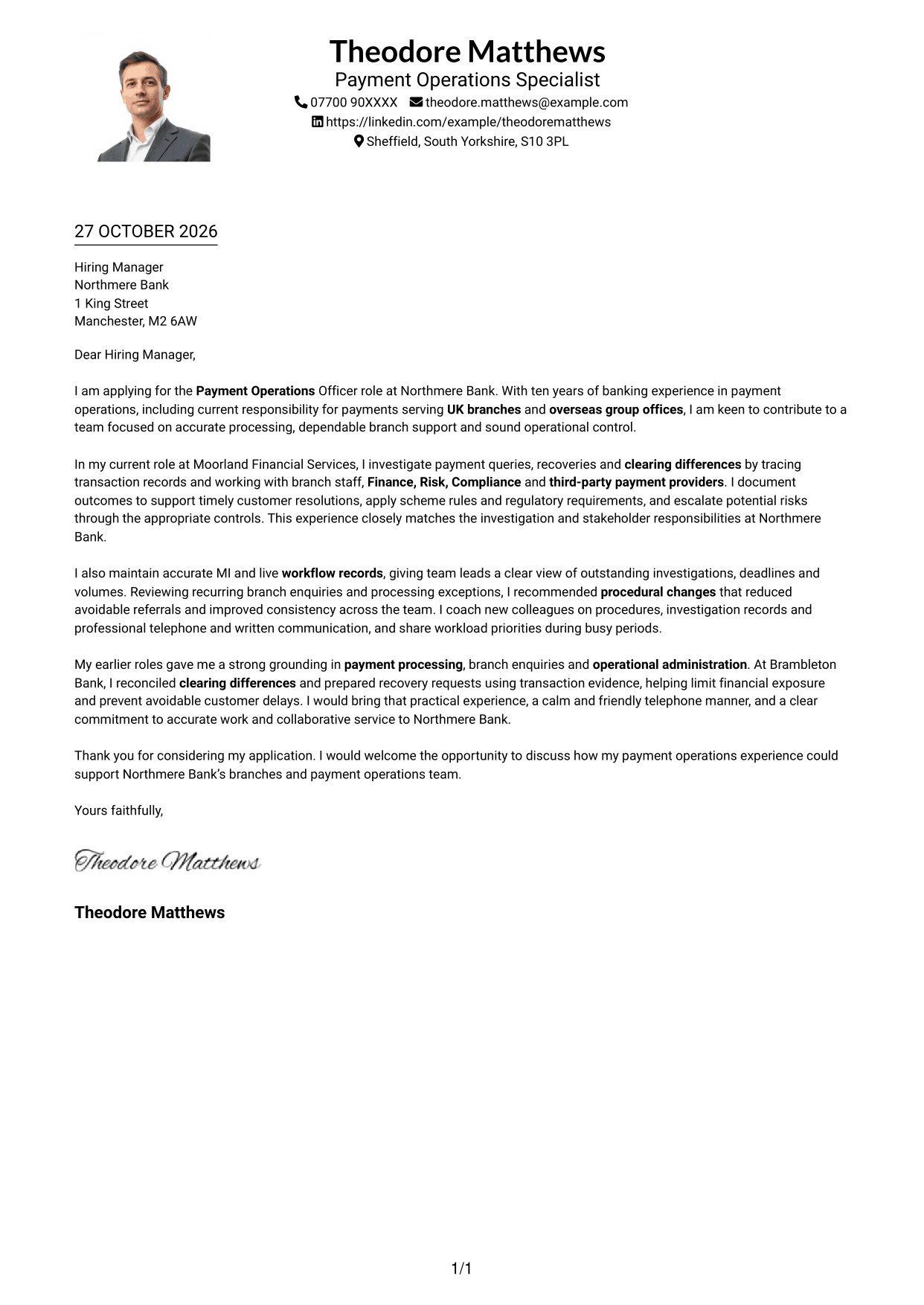 Cover letter example — page 1