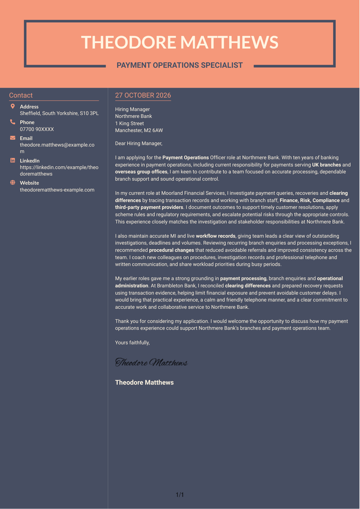 Cover letter example — page 1