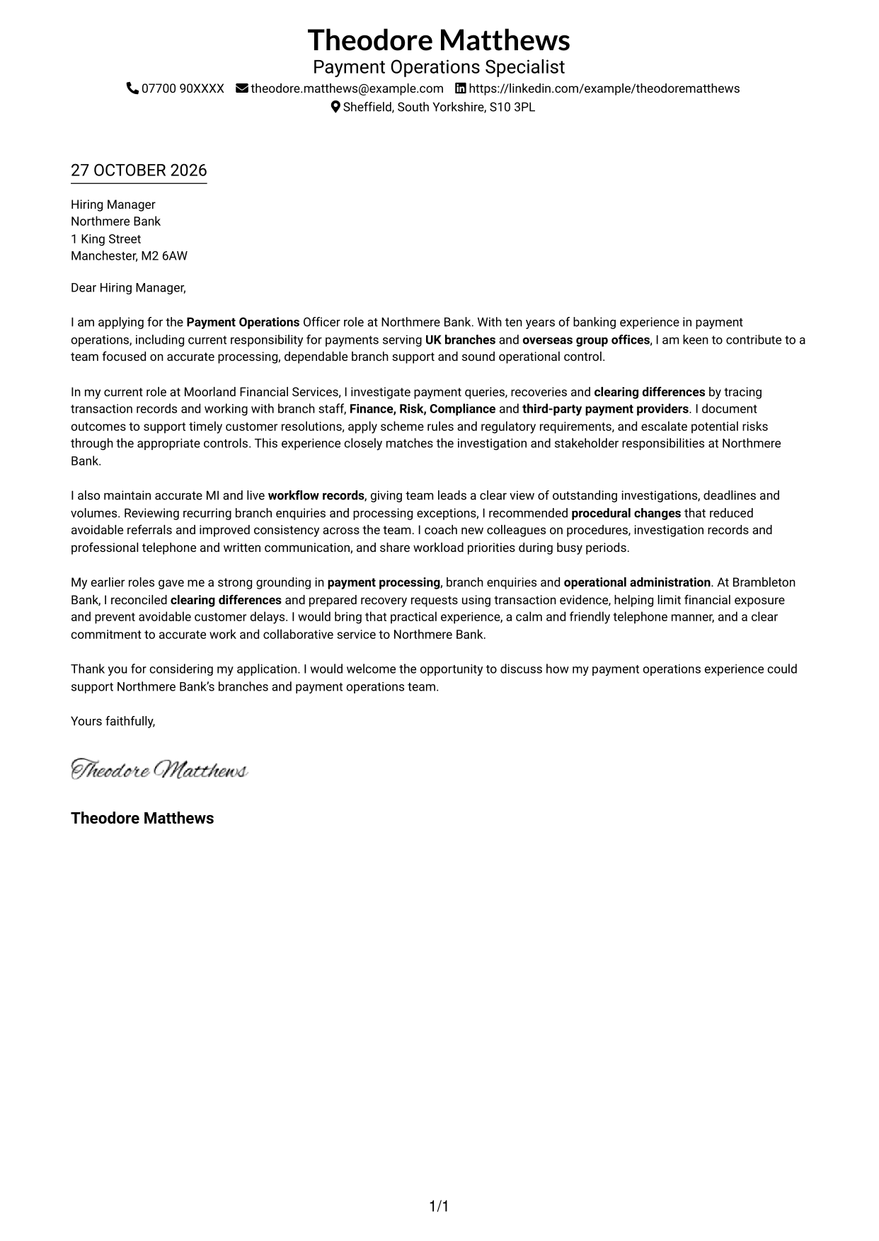 Cover letter example — page 1