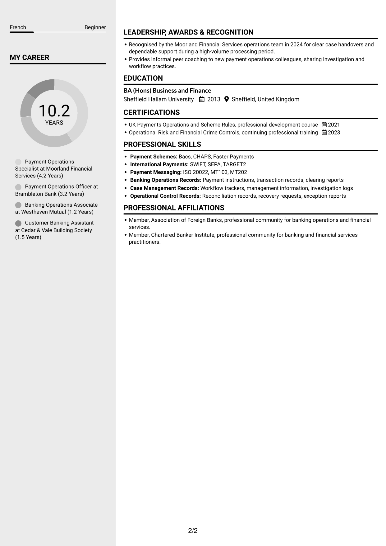 CV example — page 2