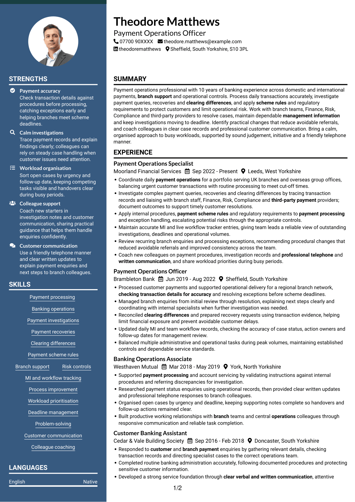 CV example — page 1