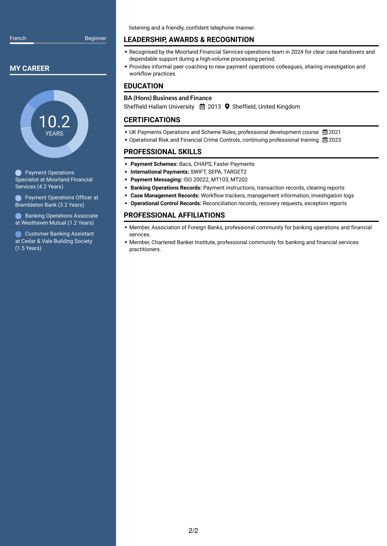 CV example — page 2