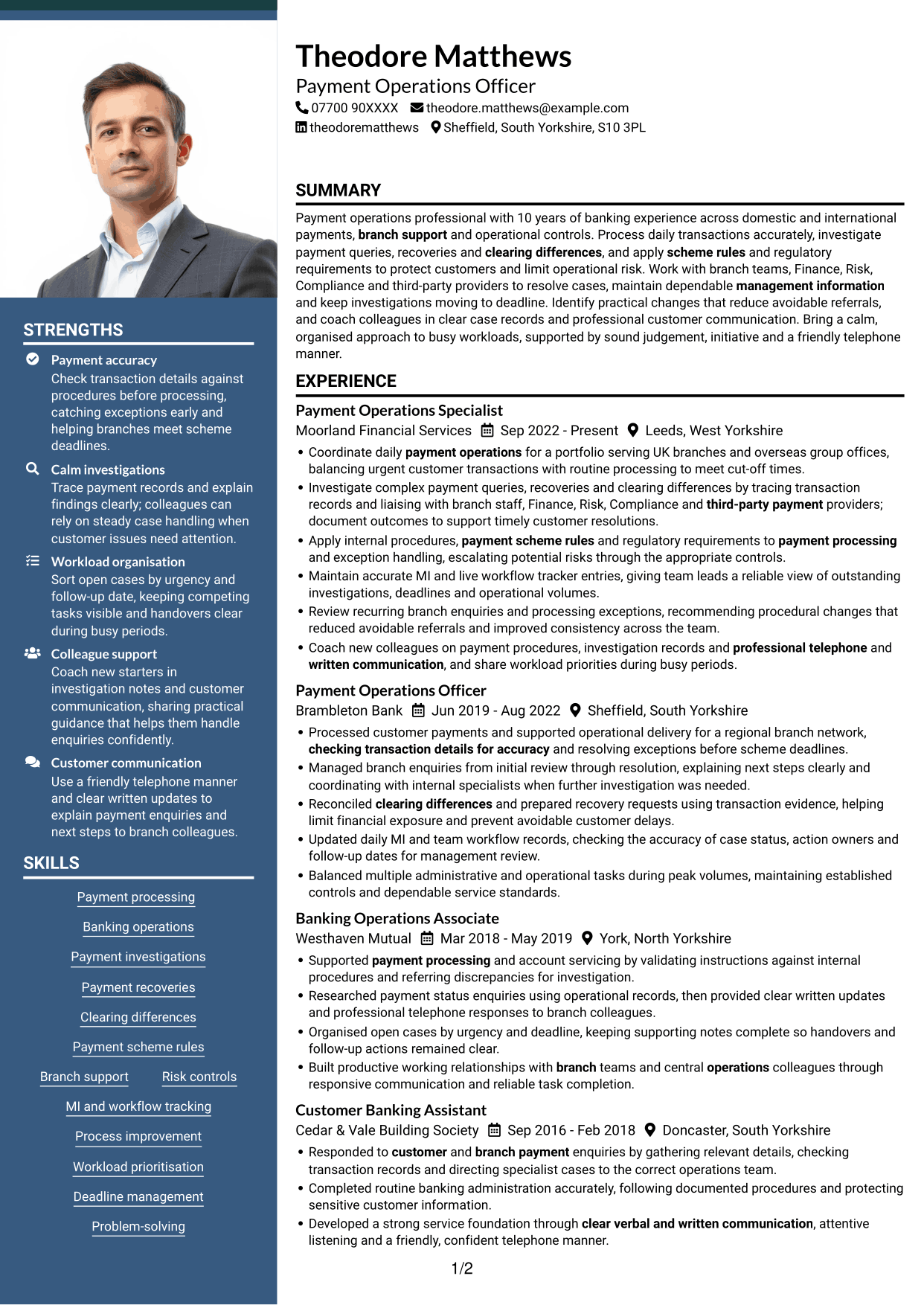 CV example — page 1