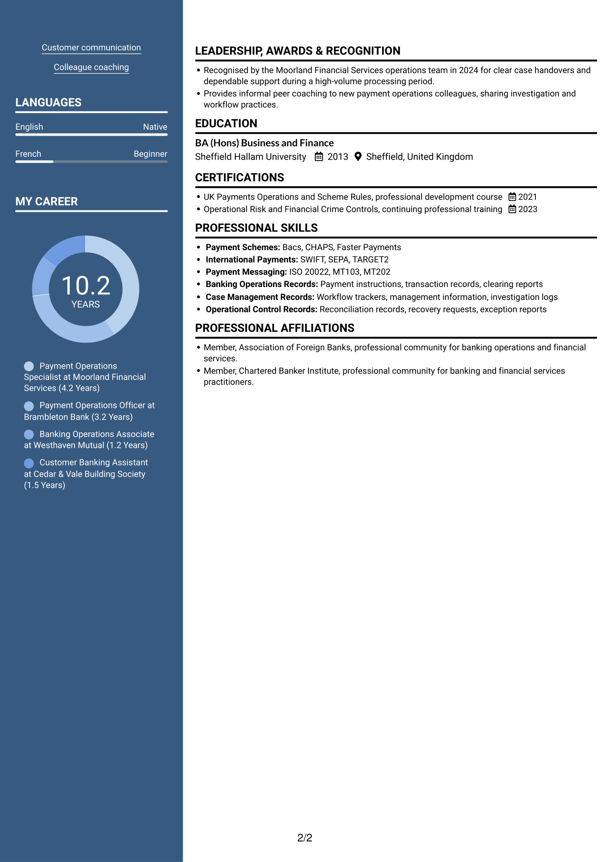 CV example — page 2
