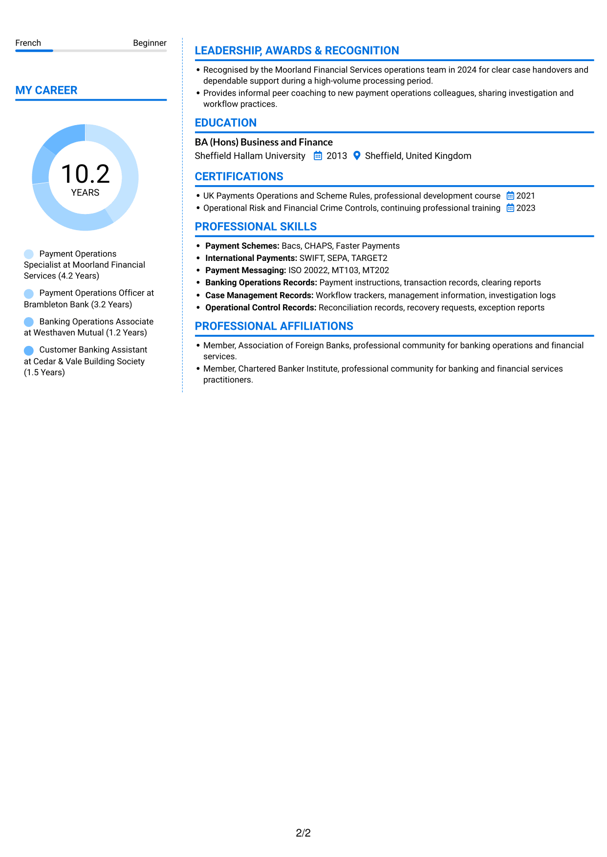 CV example — page 2