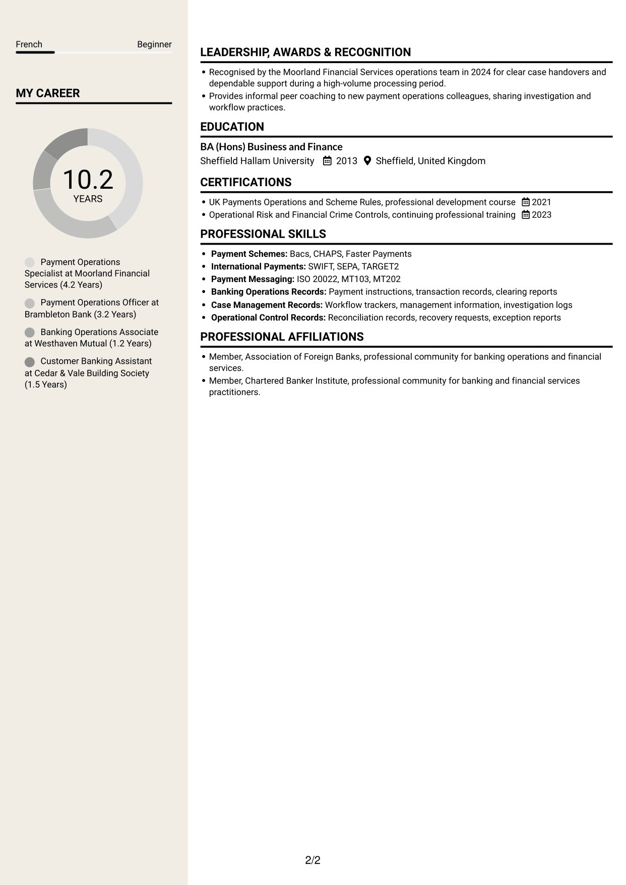 CV example — page 2
