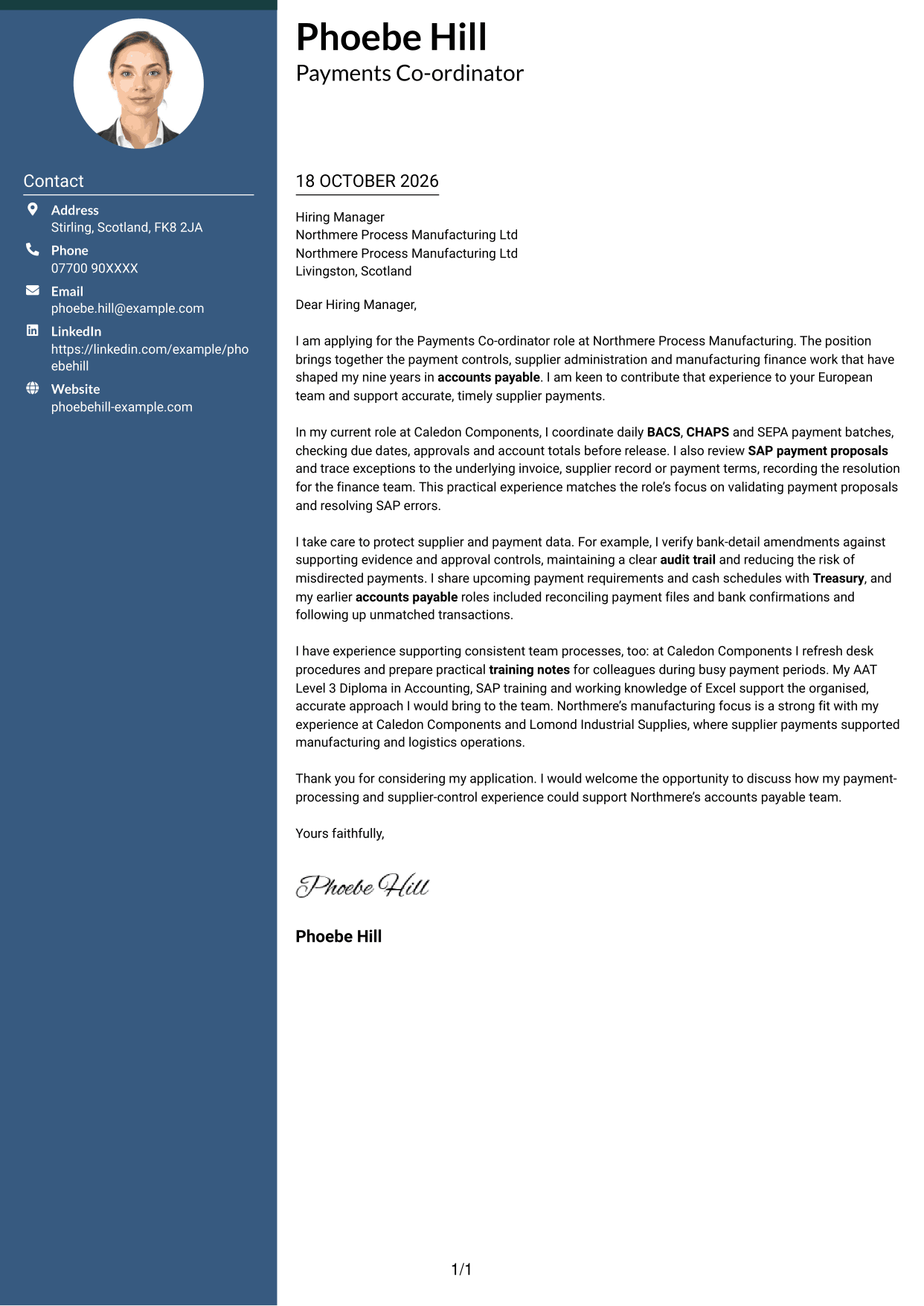Cover letter example — page 1