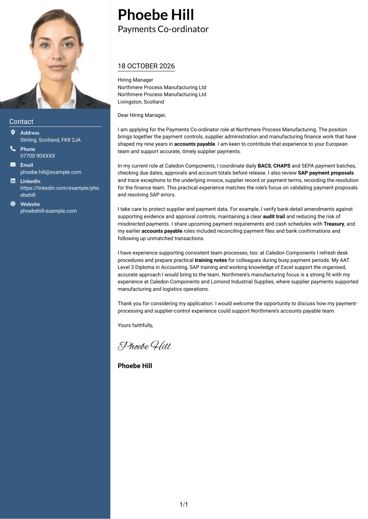 Cover letter example — page 1