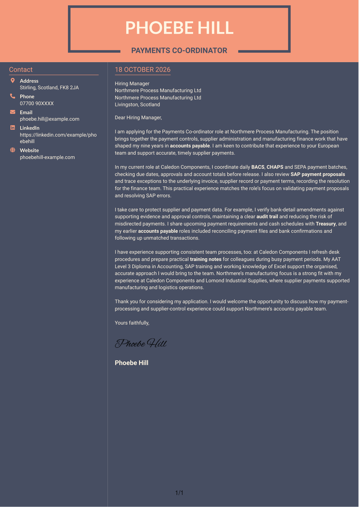Cover letter example — page 1