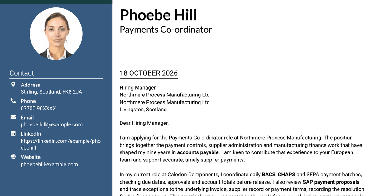 7 Payments Co-ordinator - Accounts Payable Cover Letter Templates with Example