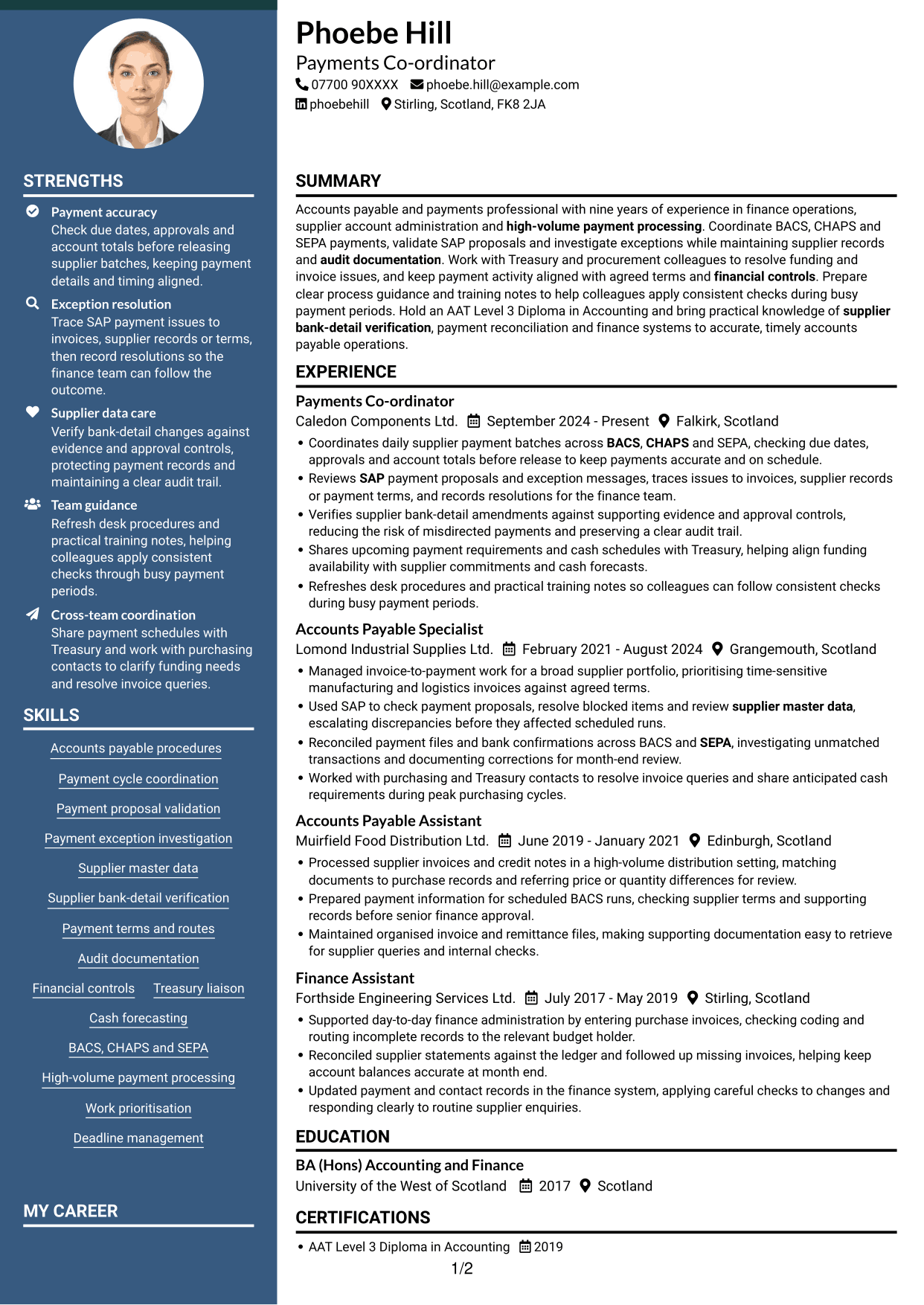 CV example — page 1