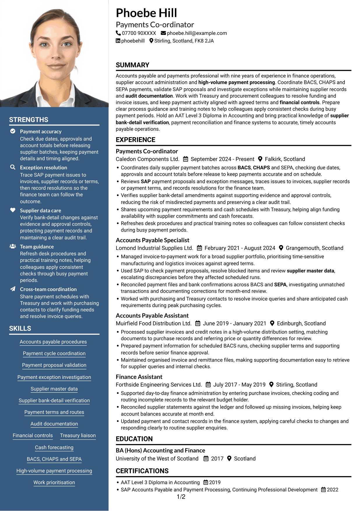 CV example — page 1