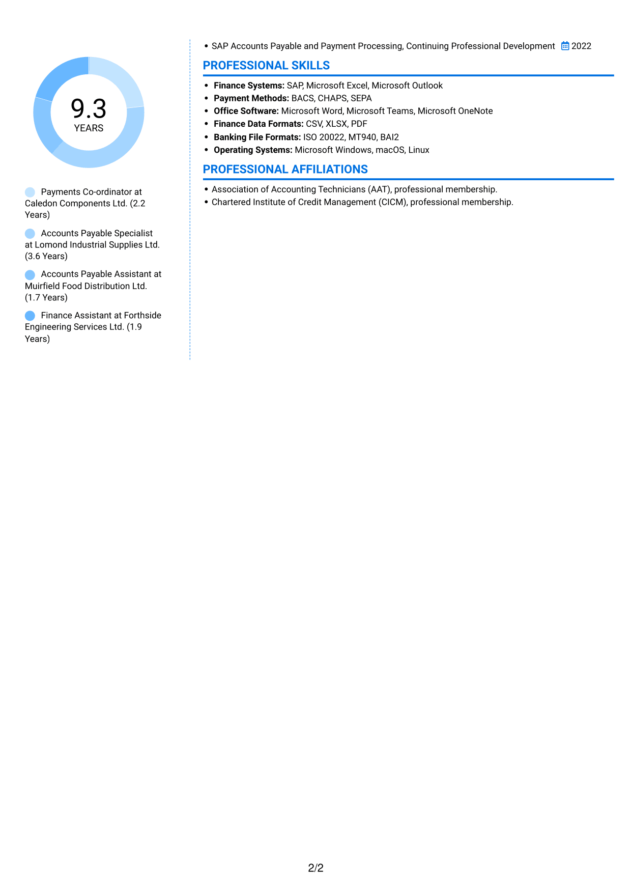 CV example — page 2