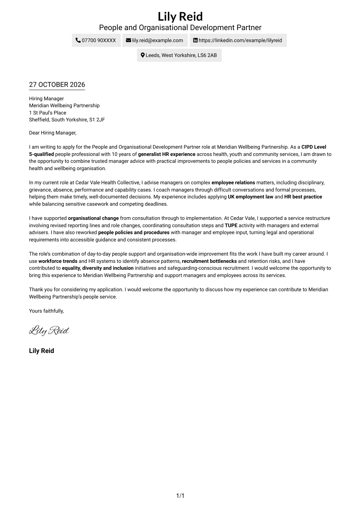 Cover letter example — page 1