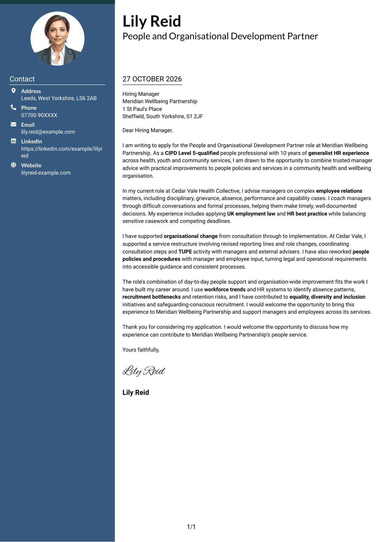 Cover letter example — page 1