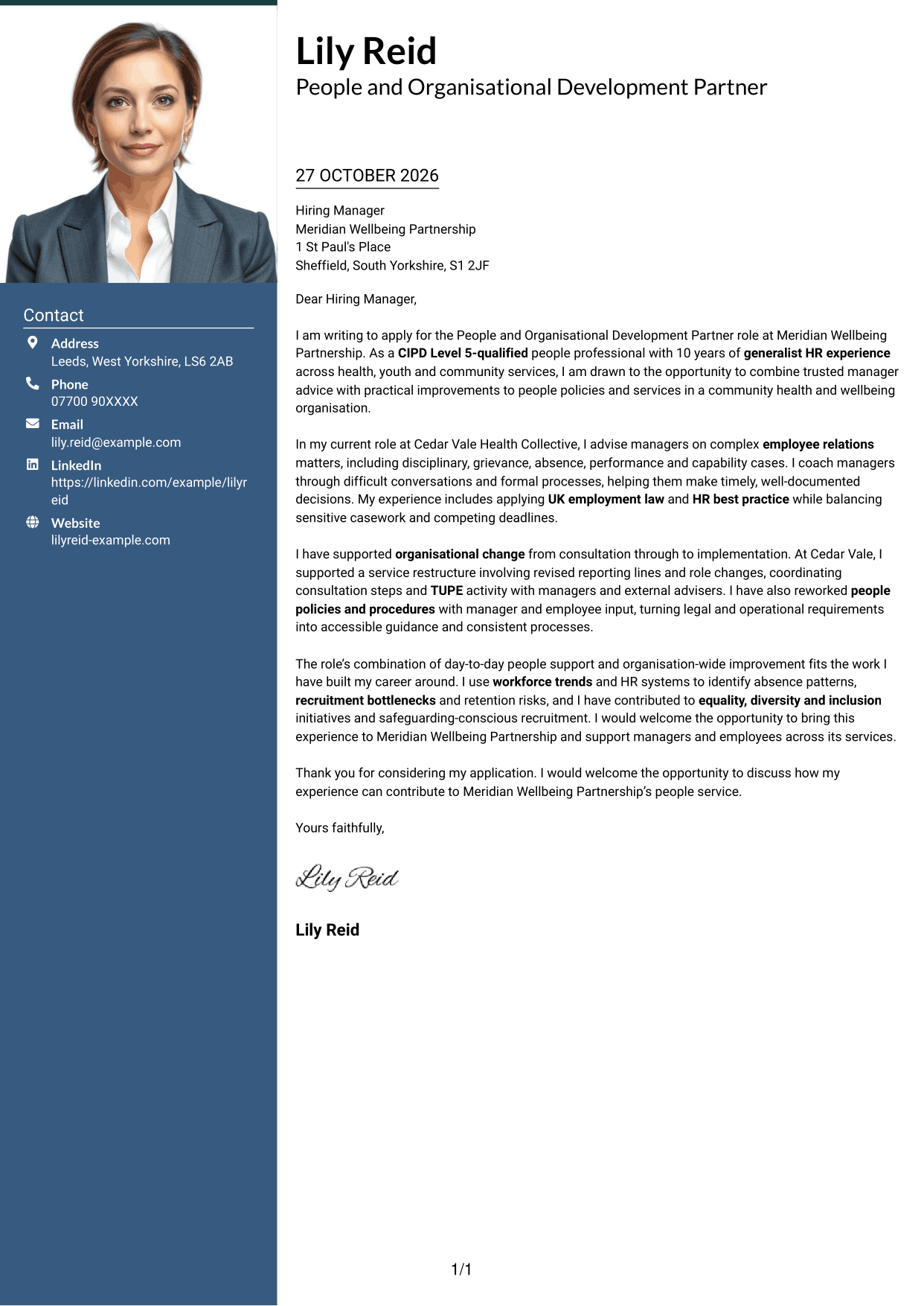Cover letter example — page 1