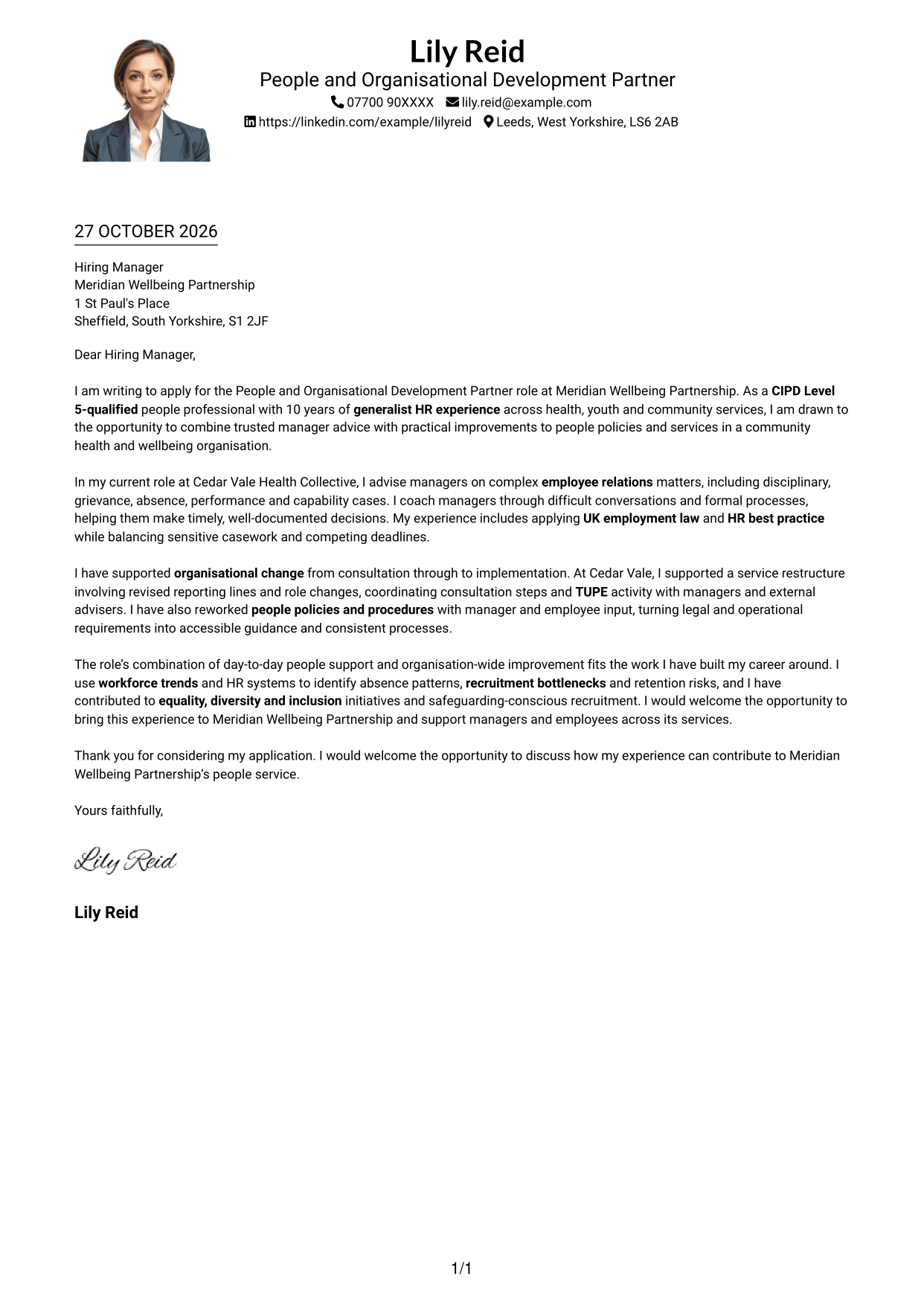 Cover letter example — page 1