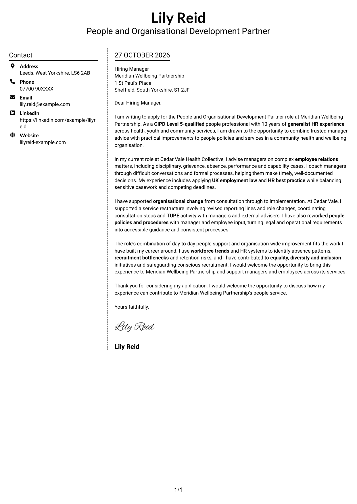 Cover letter example — page 1