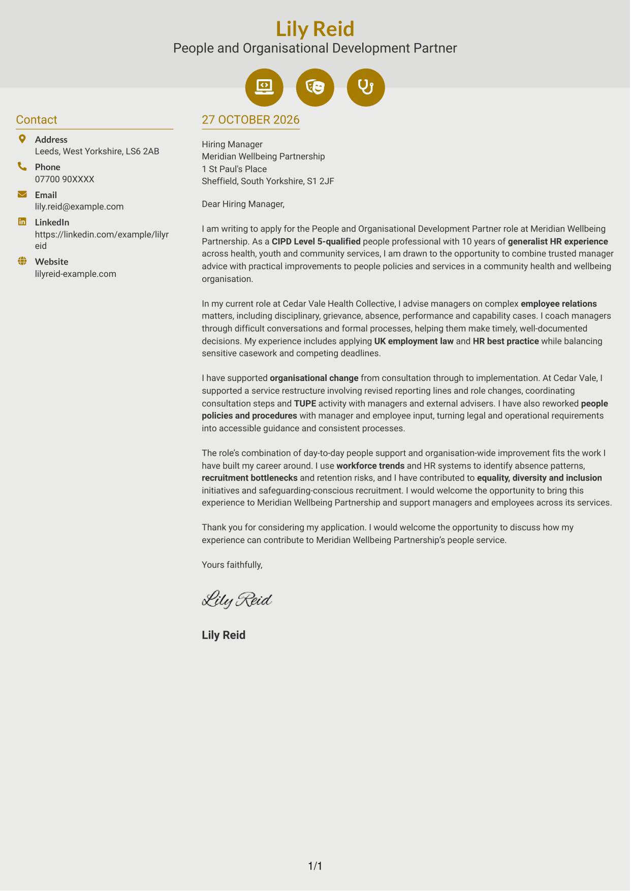 Cover letter example — page 1