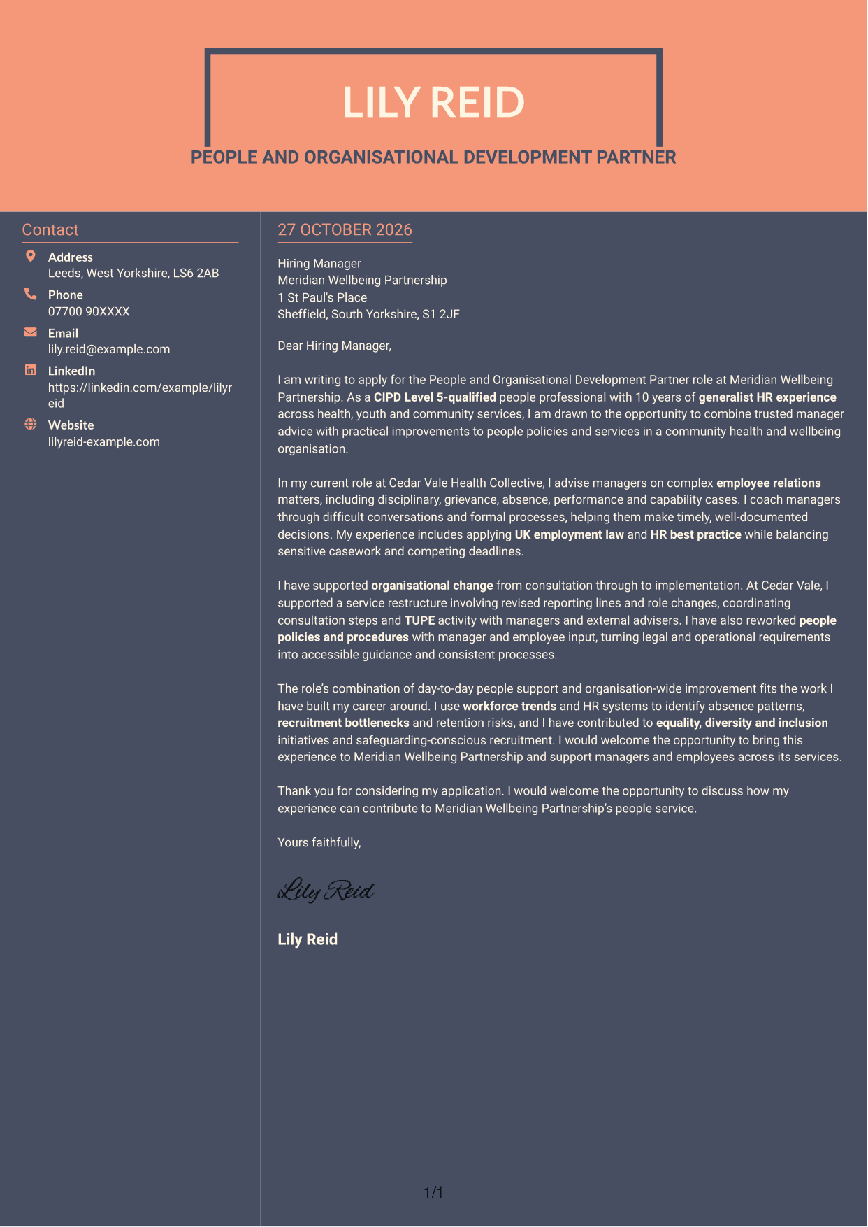 Cover letter example — page 1