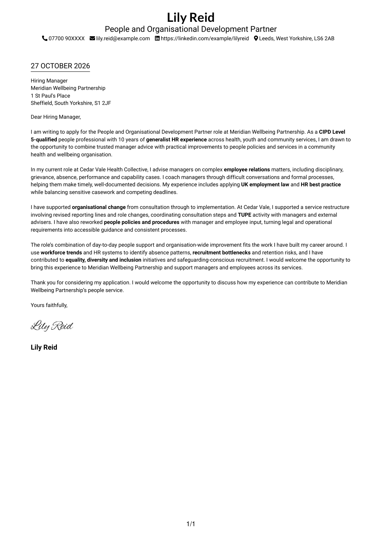 Cover letter example — page 1