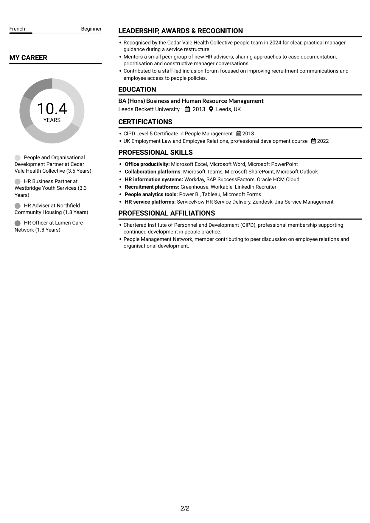 CV example — page 2