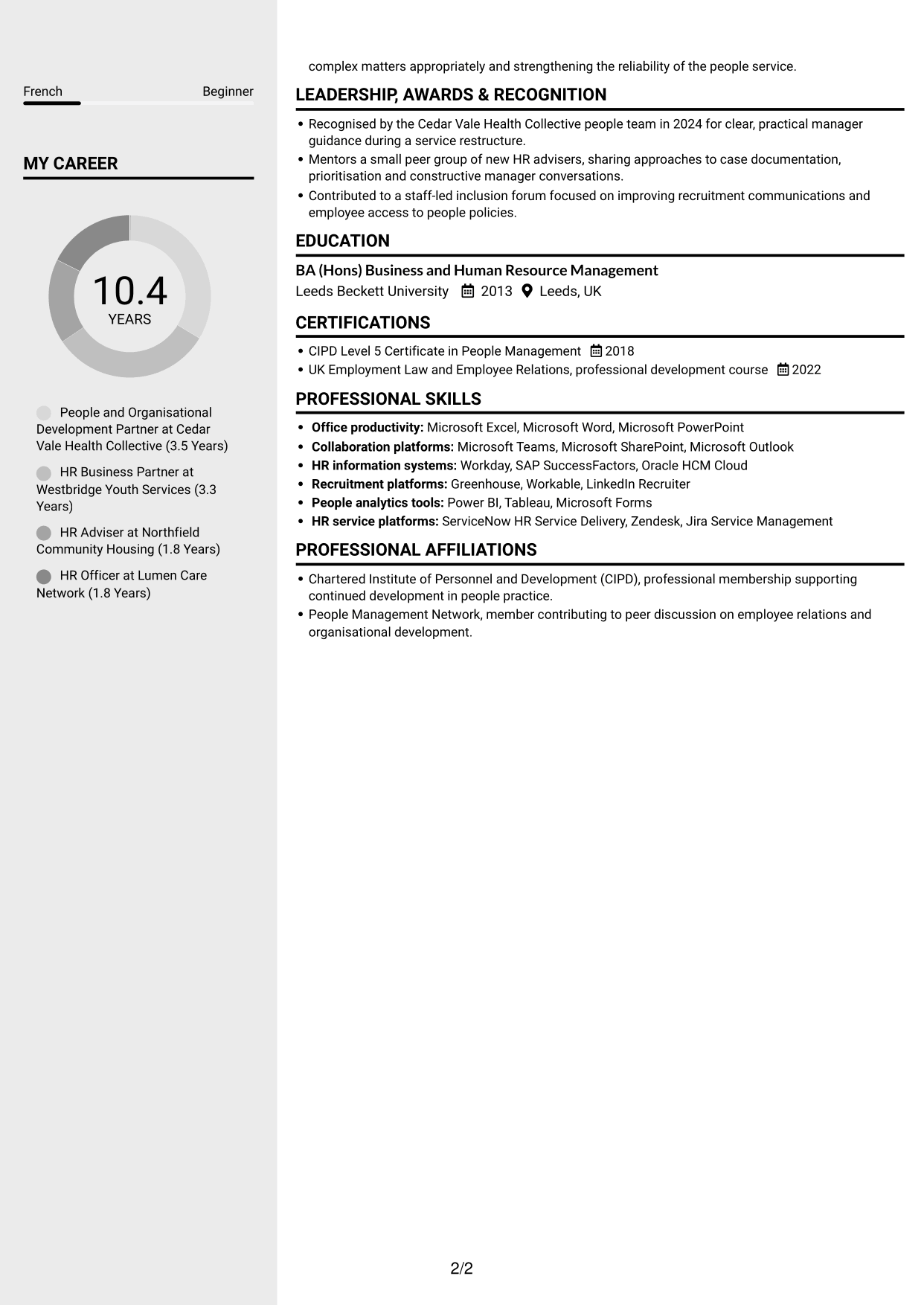 CV example — page 2