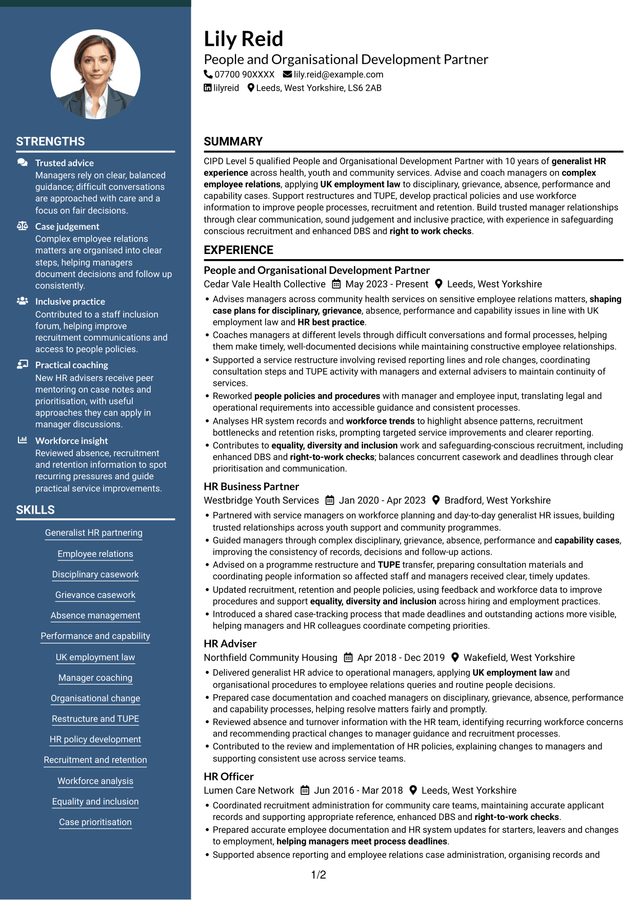 CV example — page 1