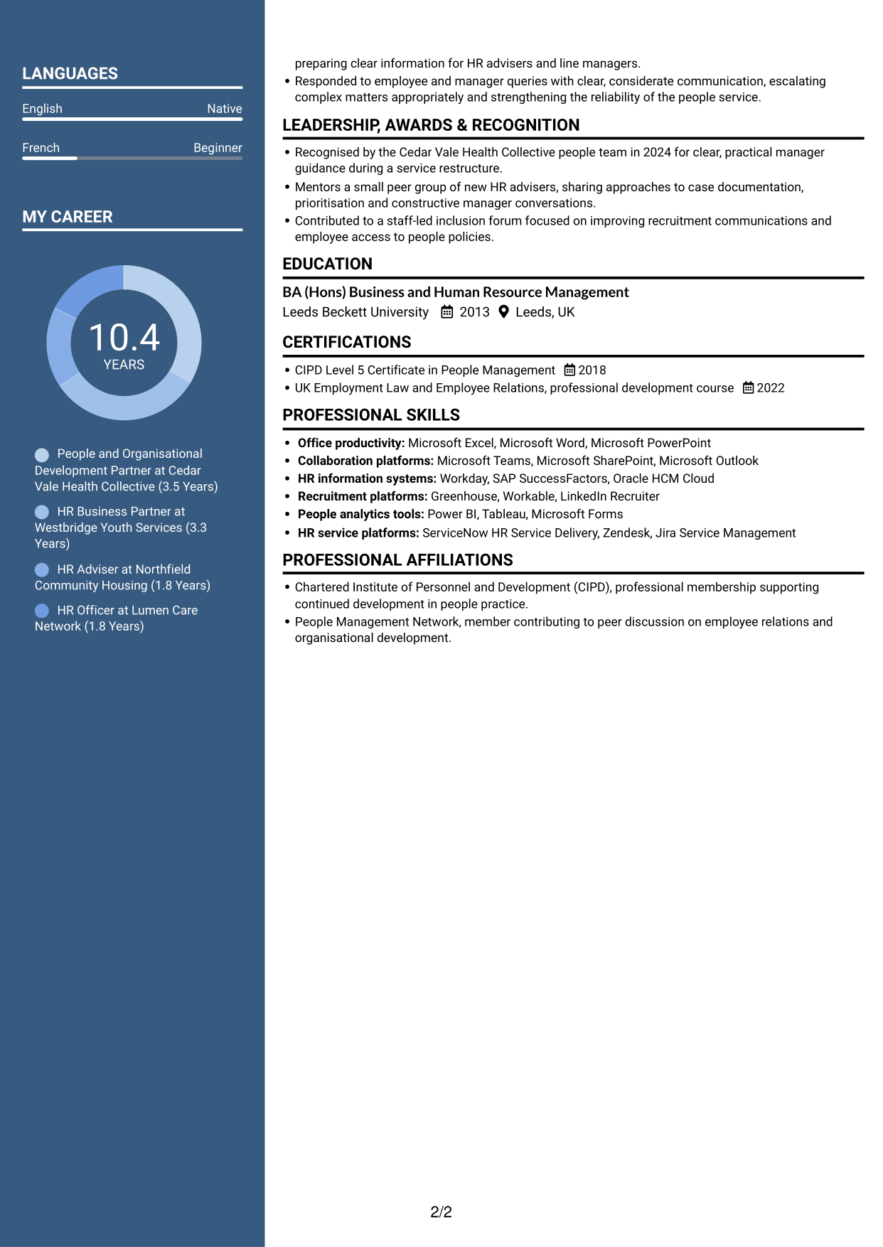 CV example — page 2