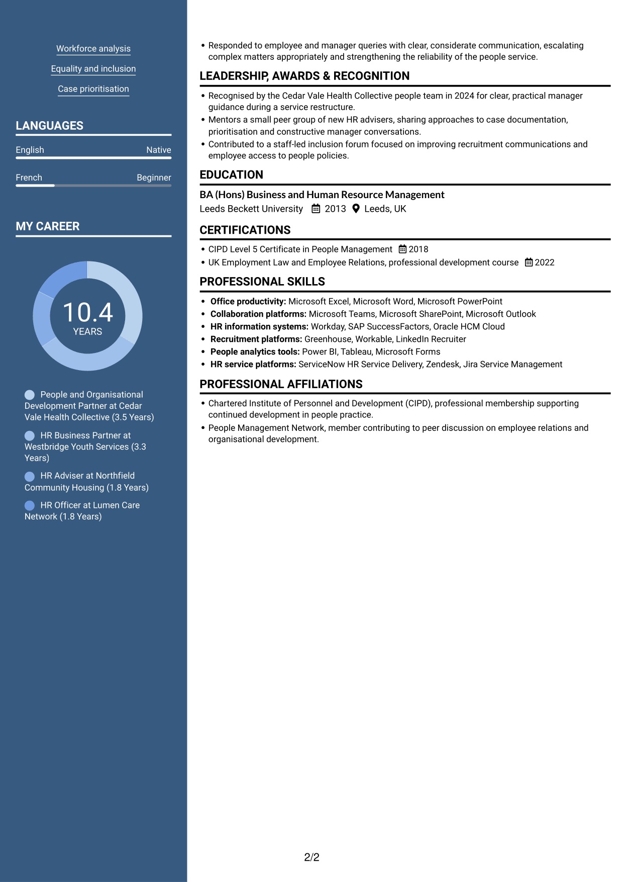 CV example — page 2