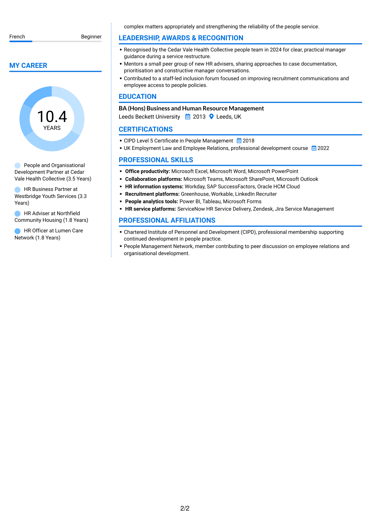 CV example — page 2