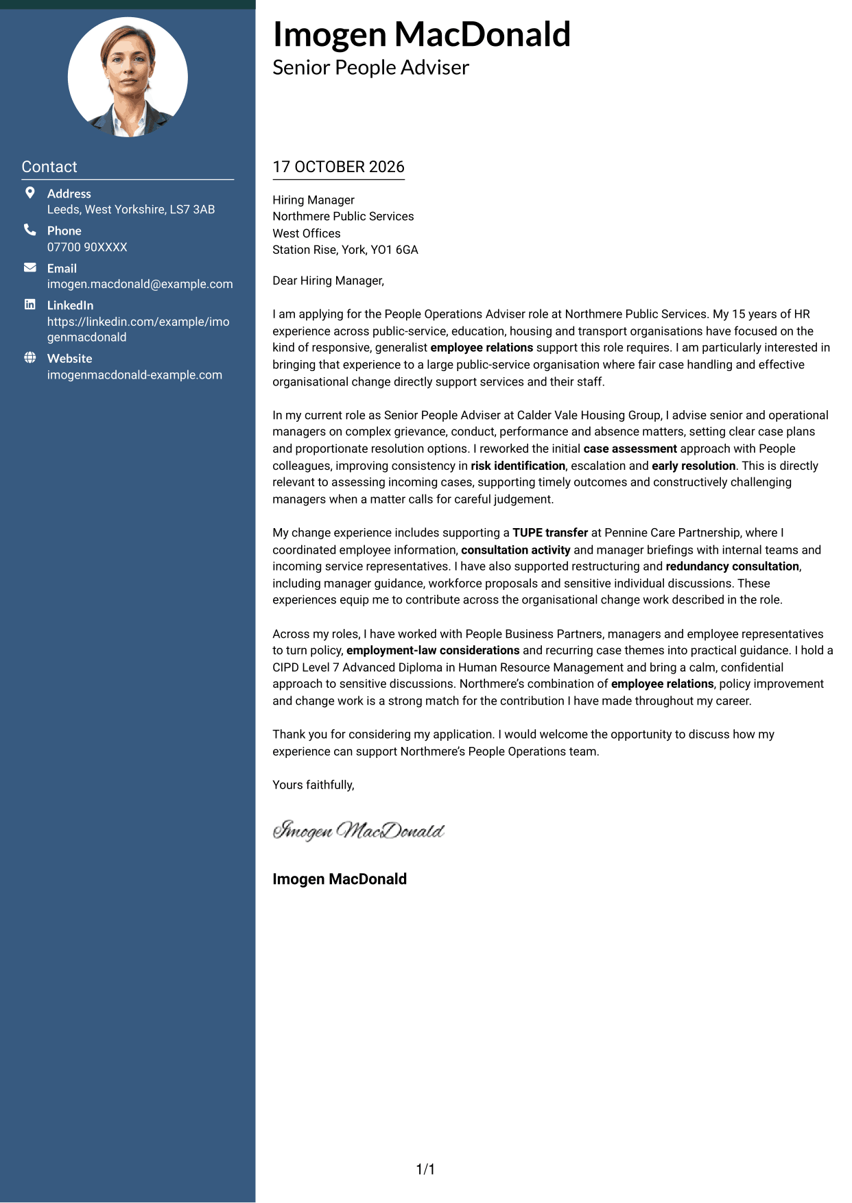 Cover letter example — page 1