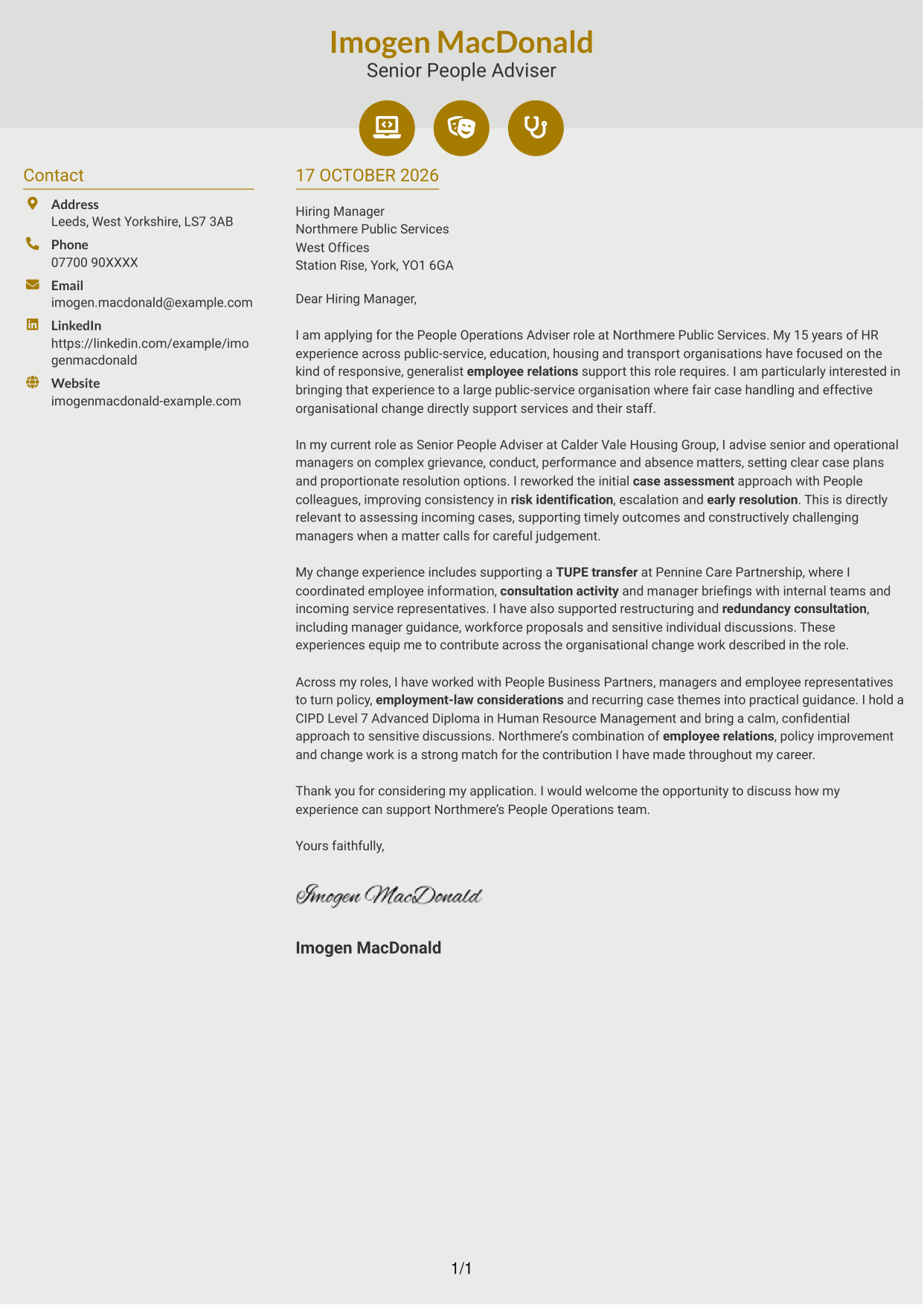 Cover letter example — page 1