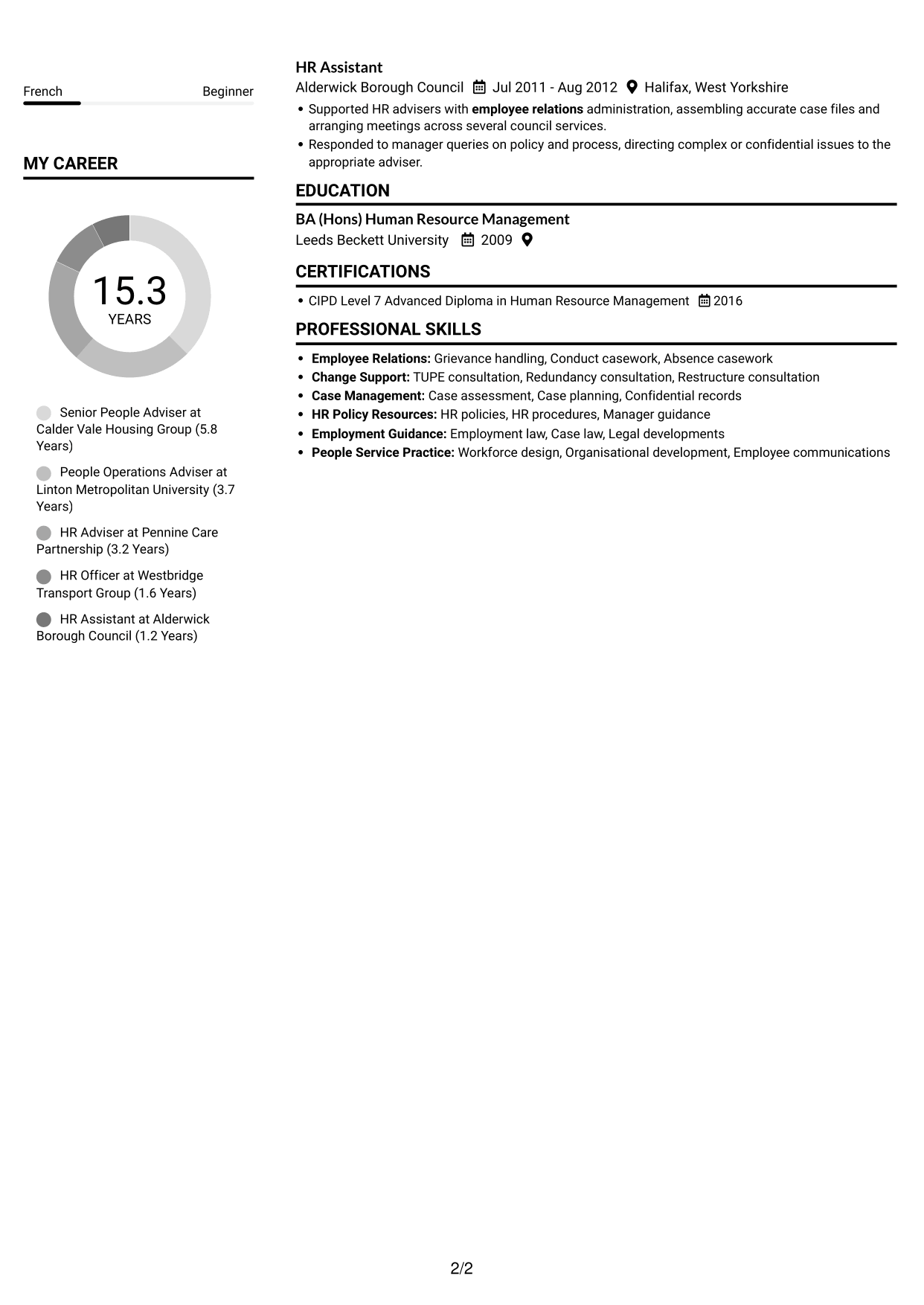 CV example — page 2