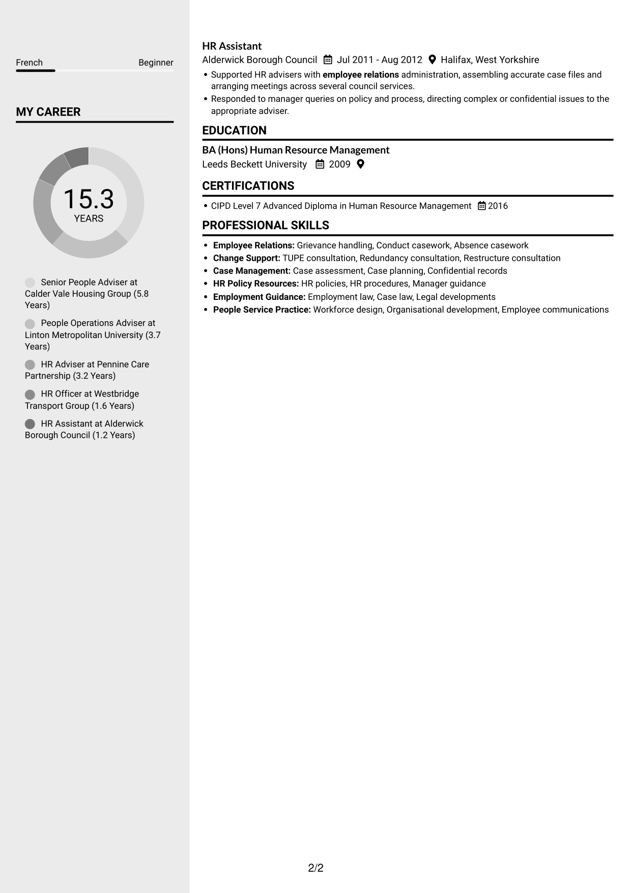 CV example — page 2