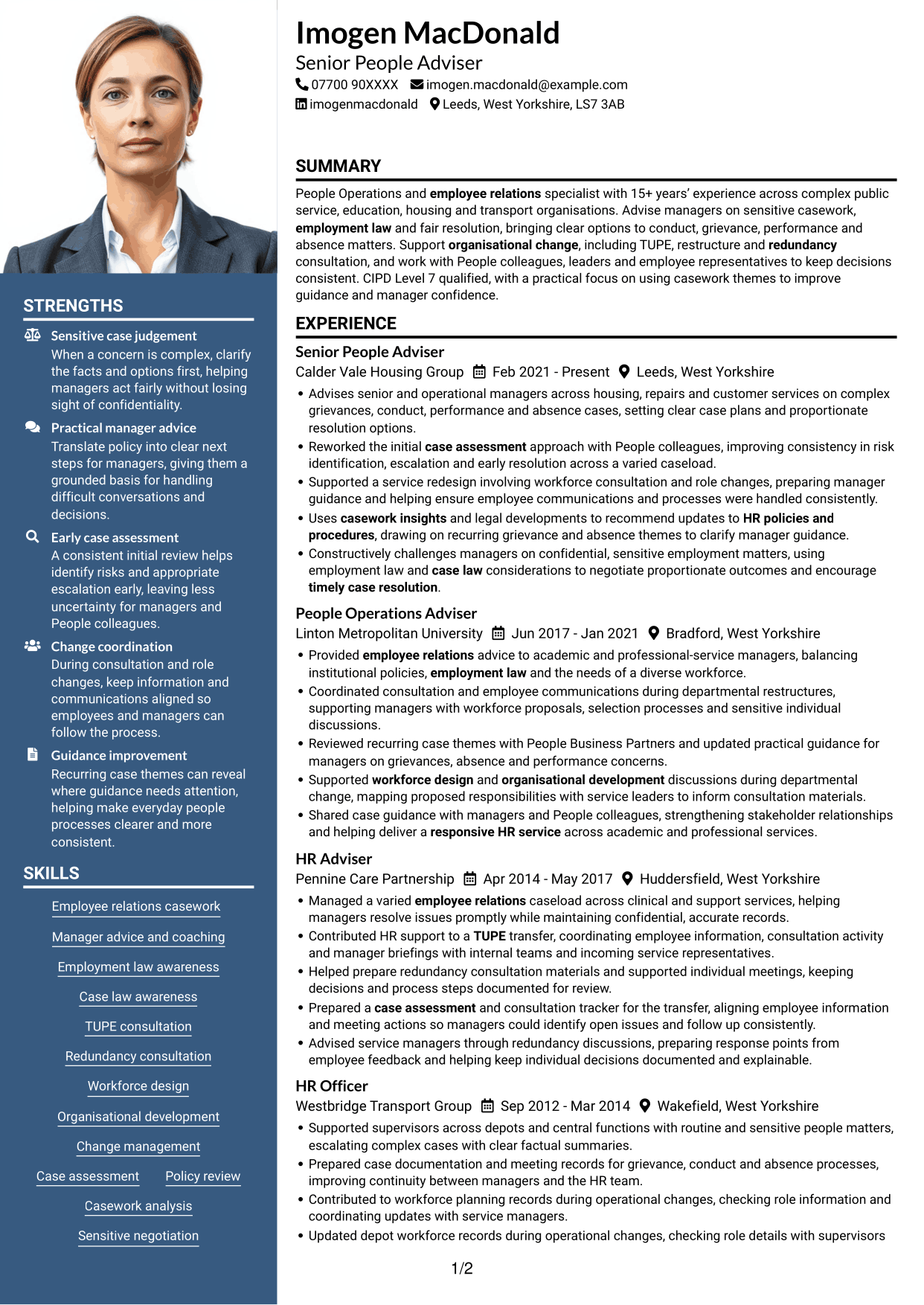 CV example — page 1
