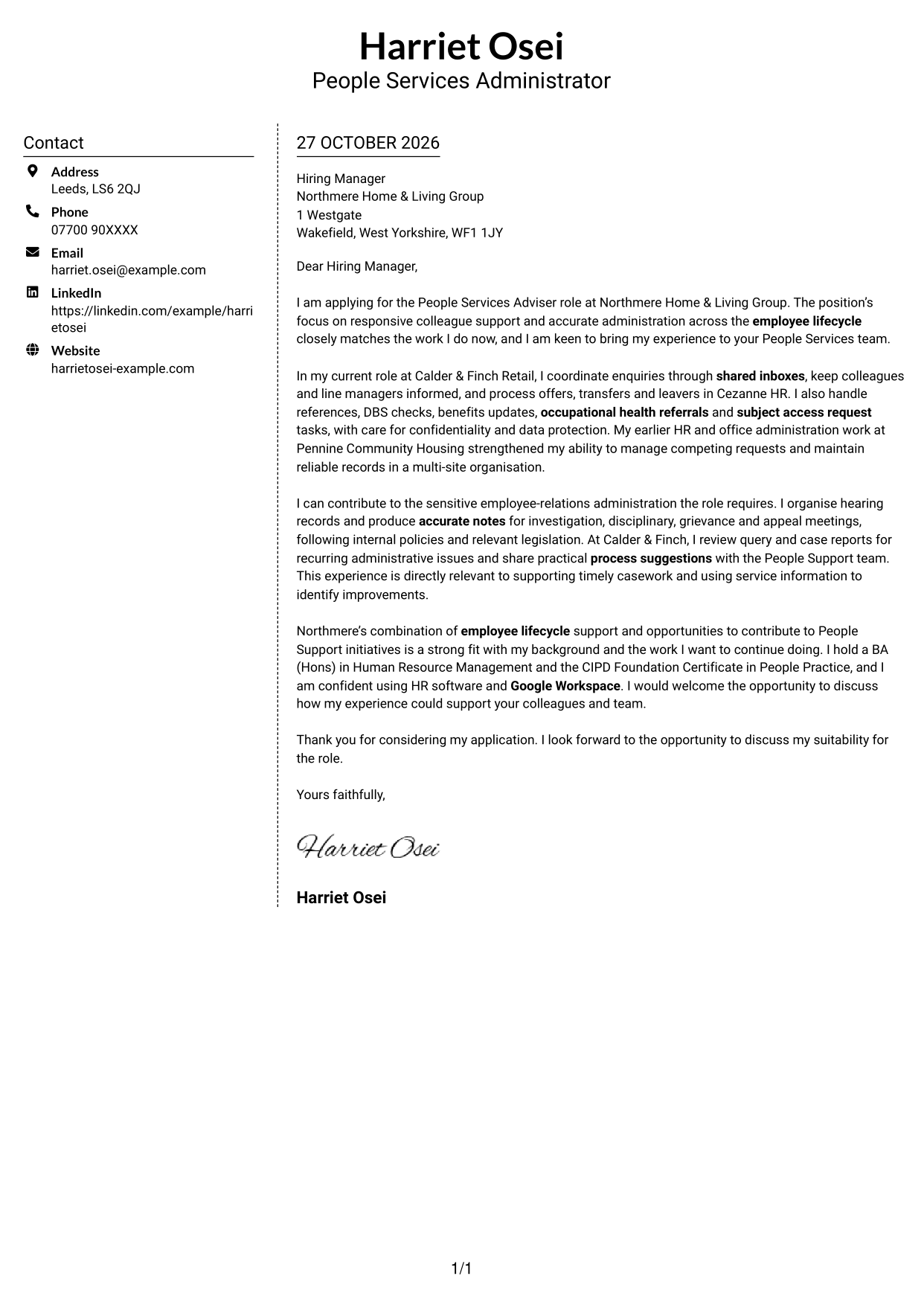 Cover letter example — page 1
