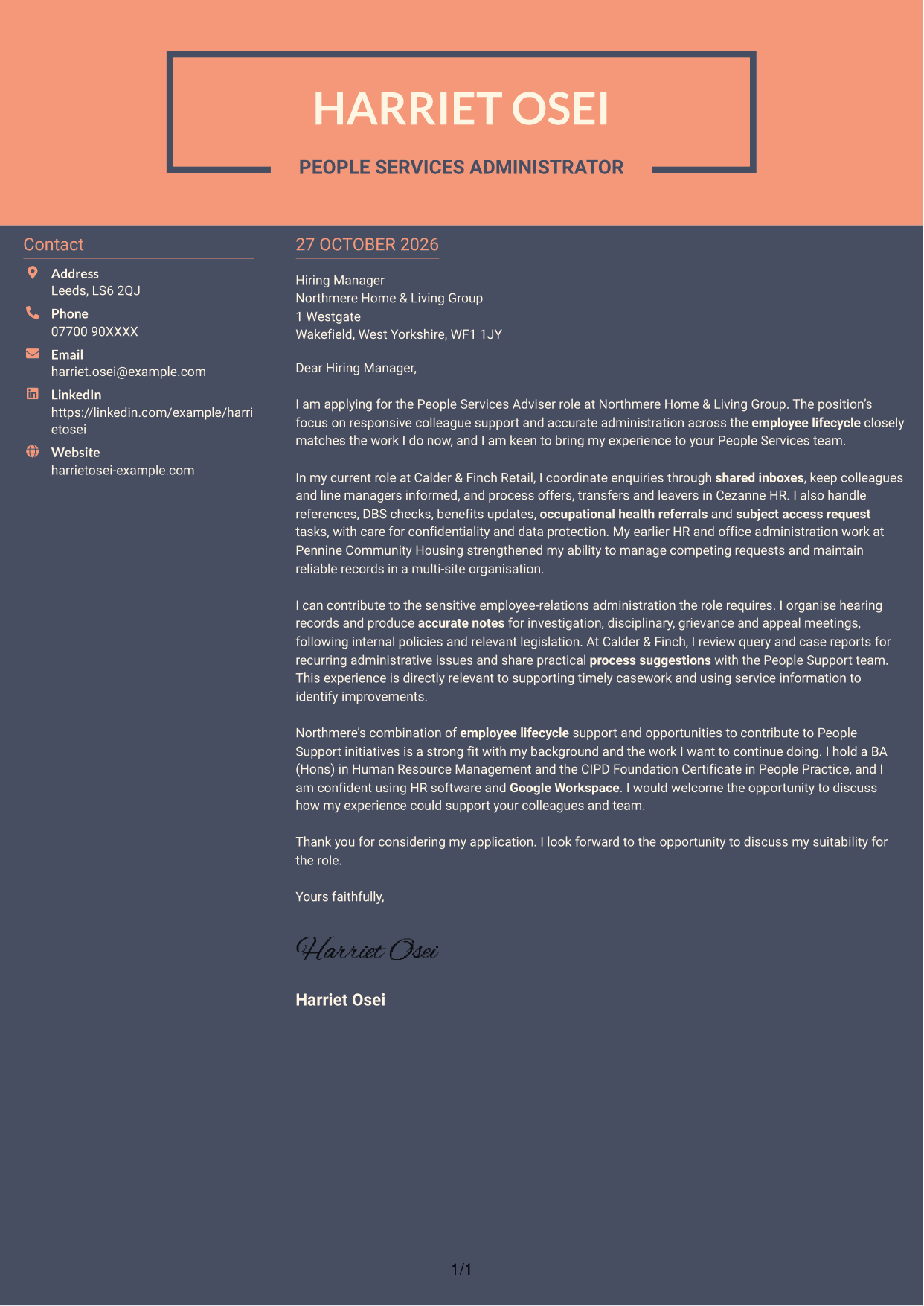 Cover letter example — page 1
