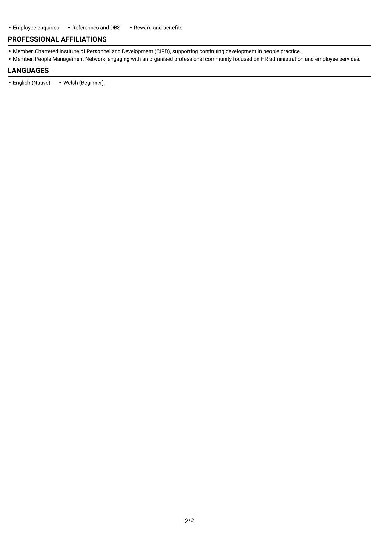 CV example — page 2