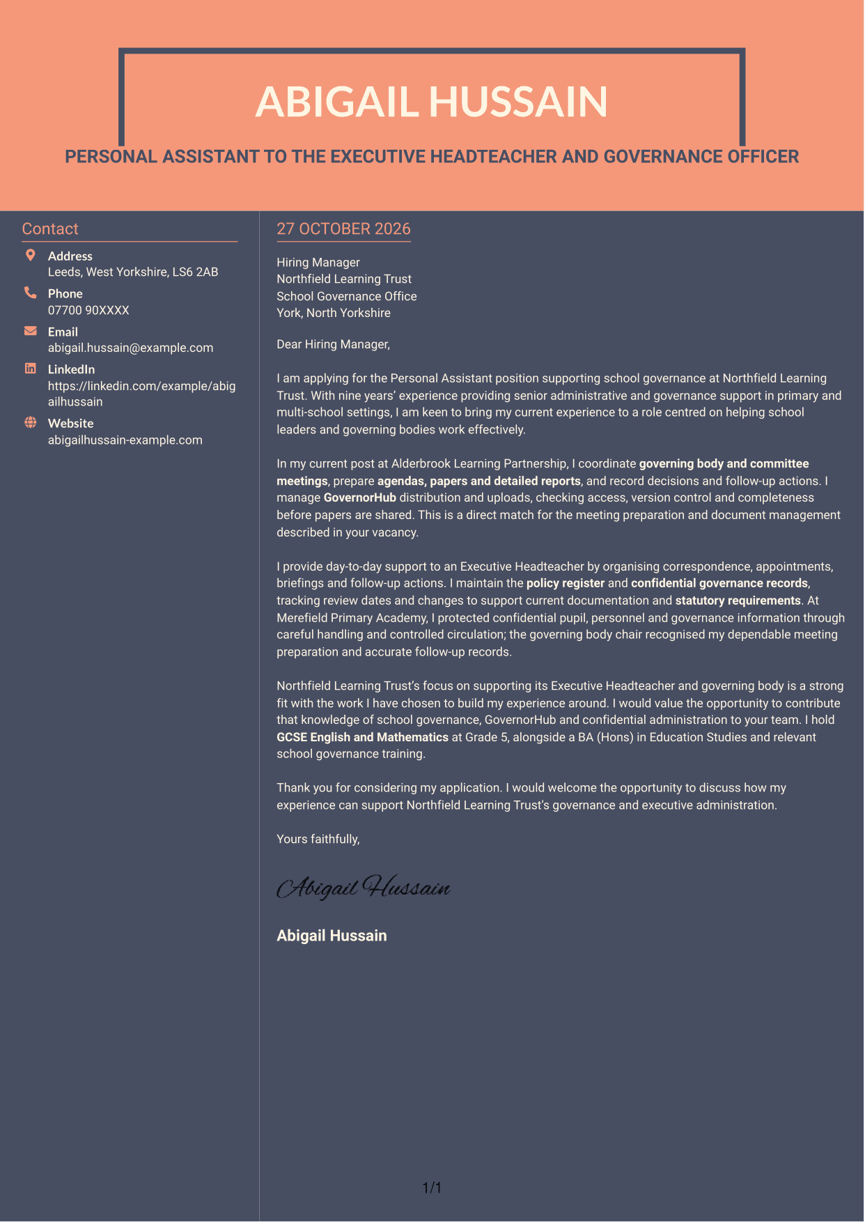 Cover letter example — page 1
