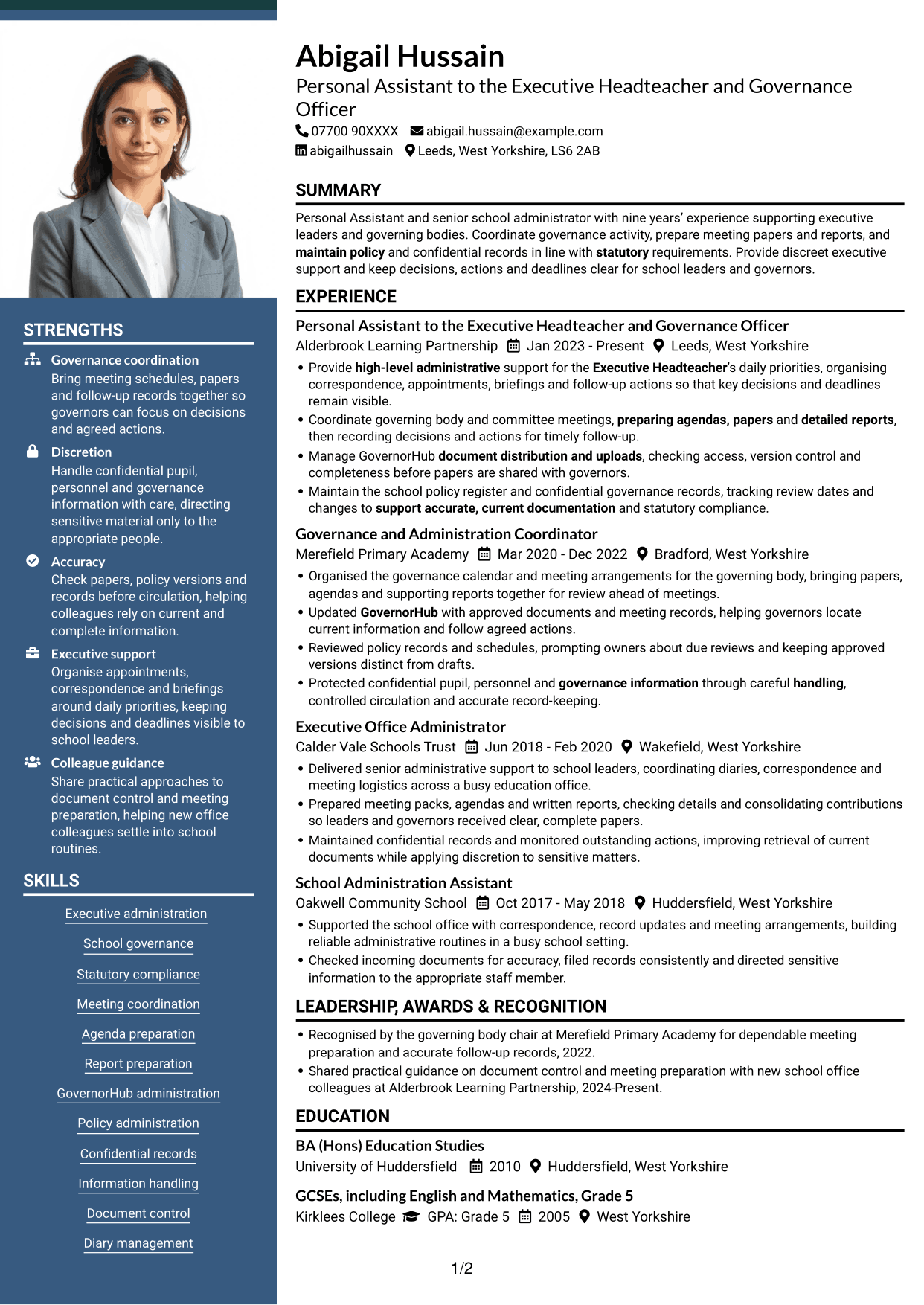 CV example — page 1