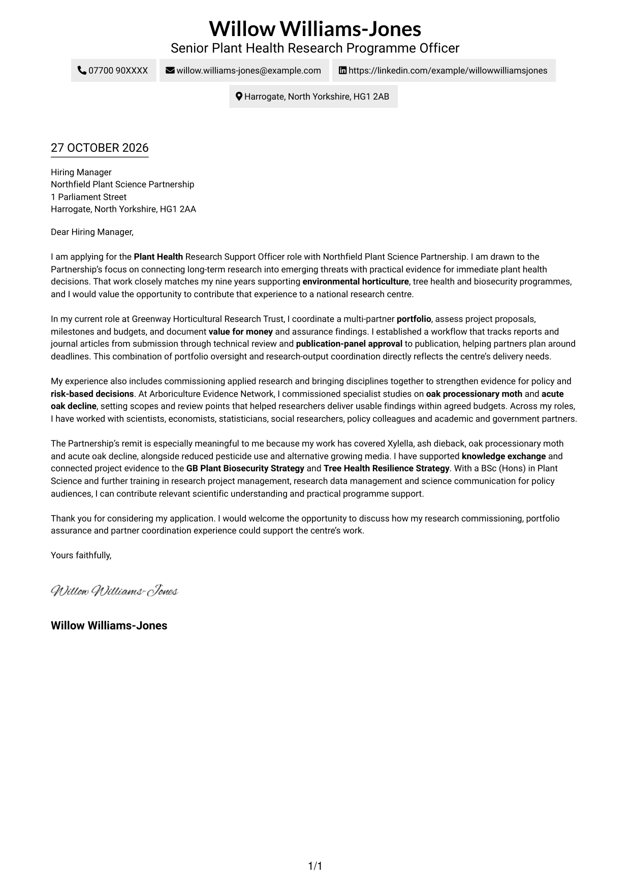 Cover letter example — page 1