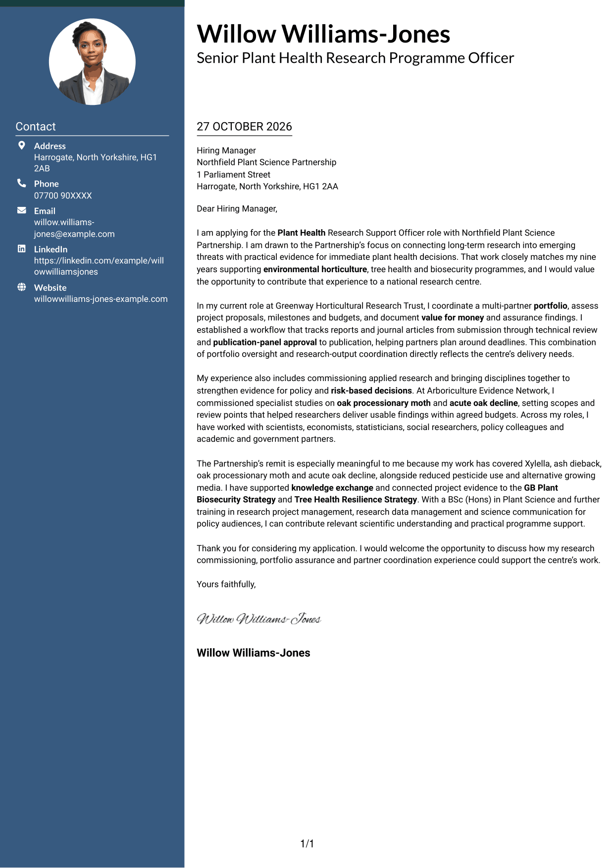 Cover letter example — page 1