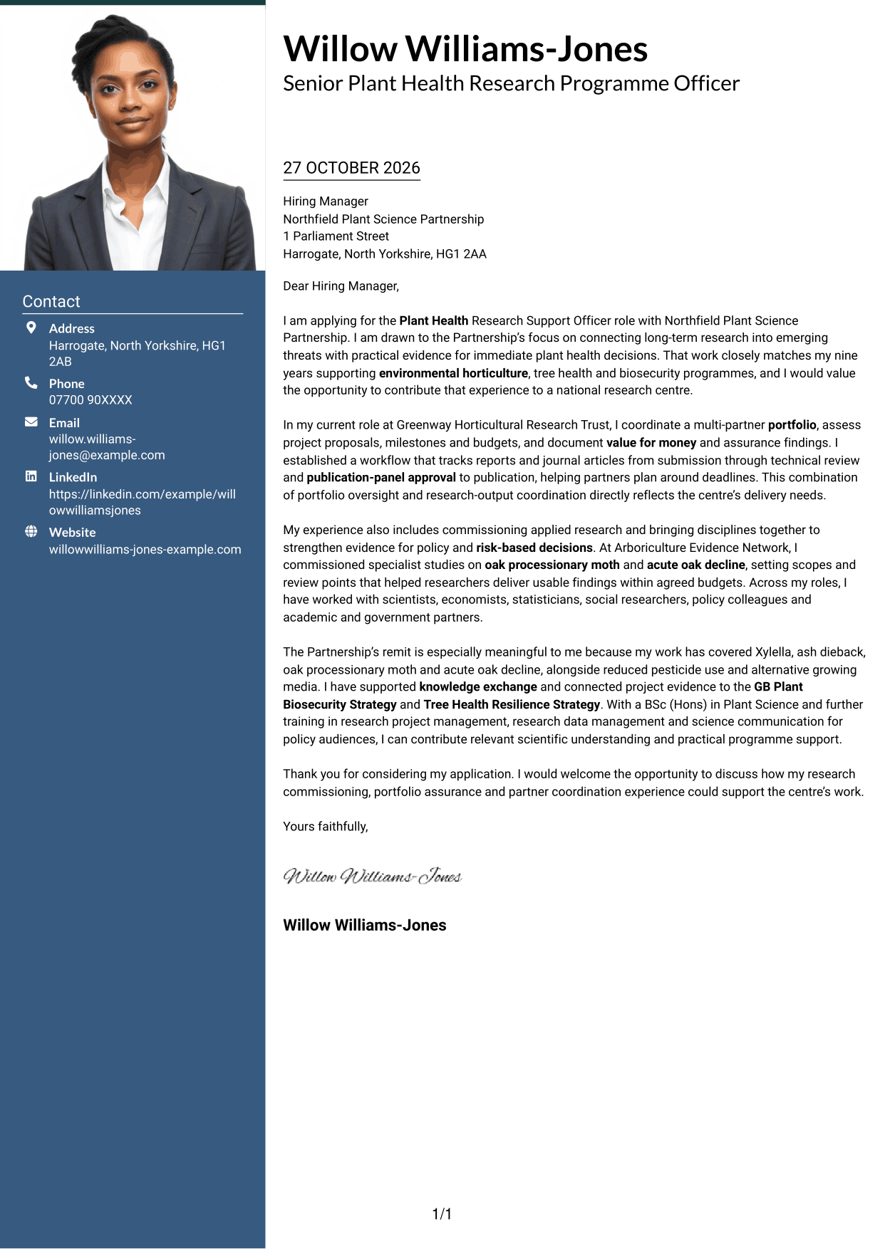 Cover letter example — page 1