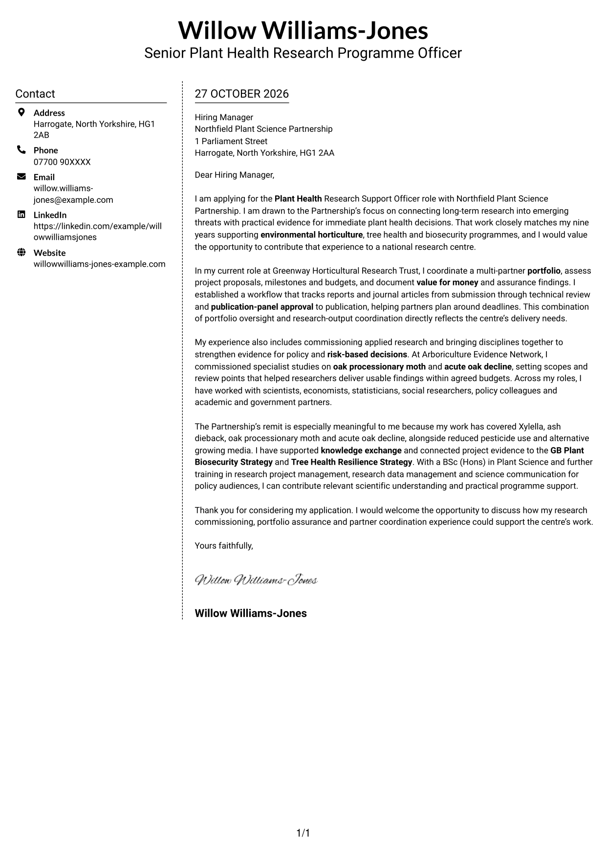 Cover letter example — page 1