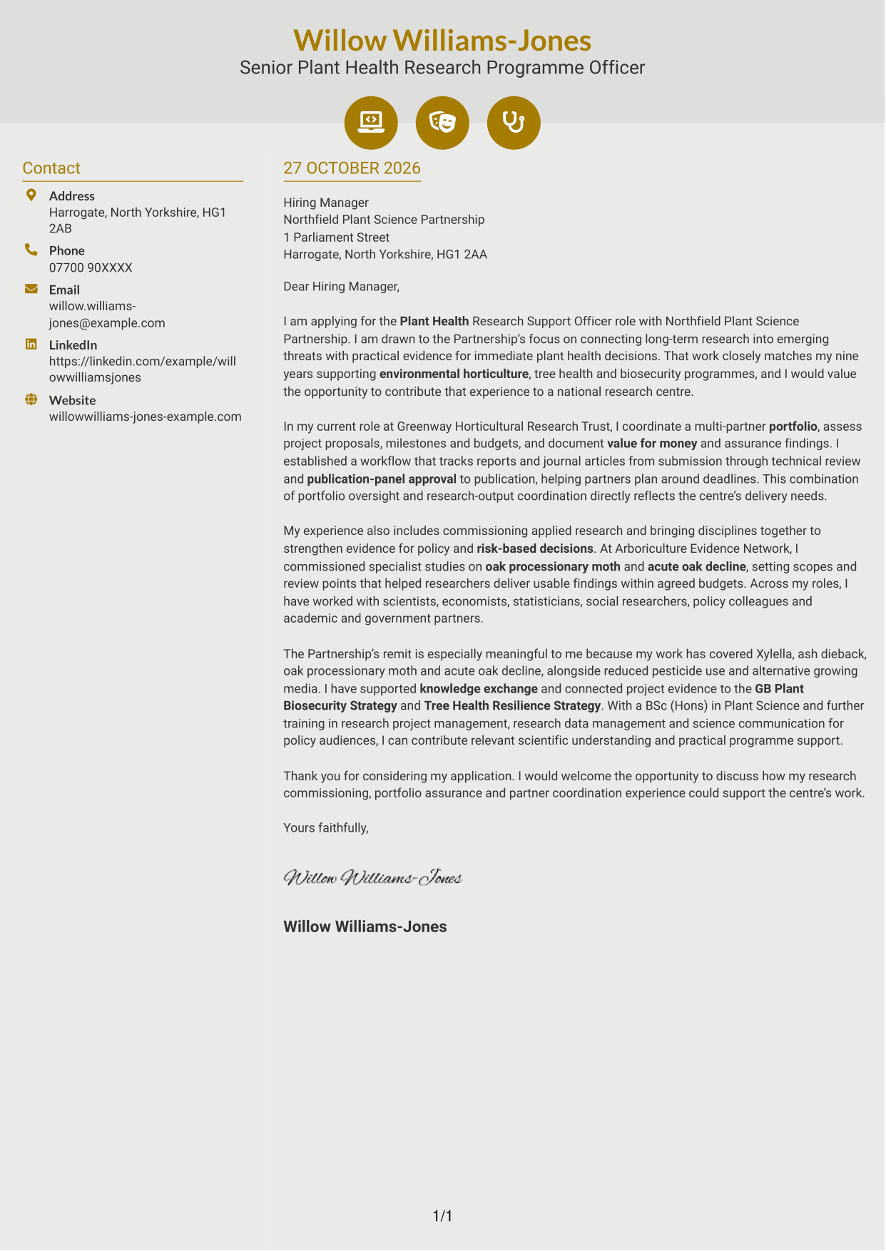 Cover letter example — page 1
