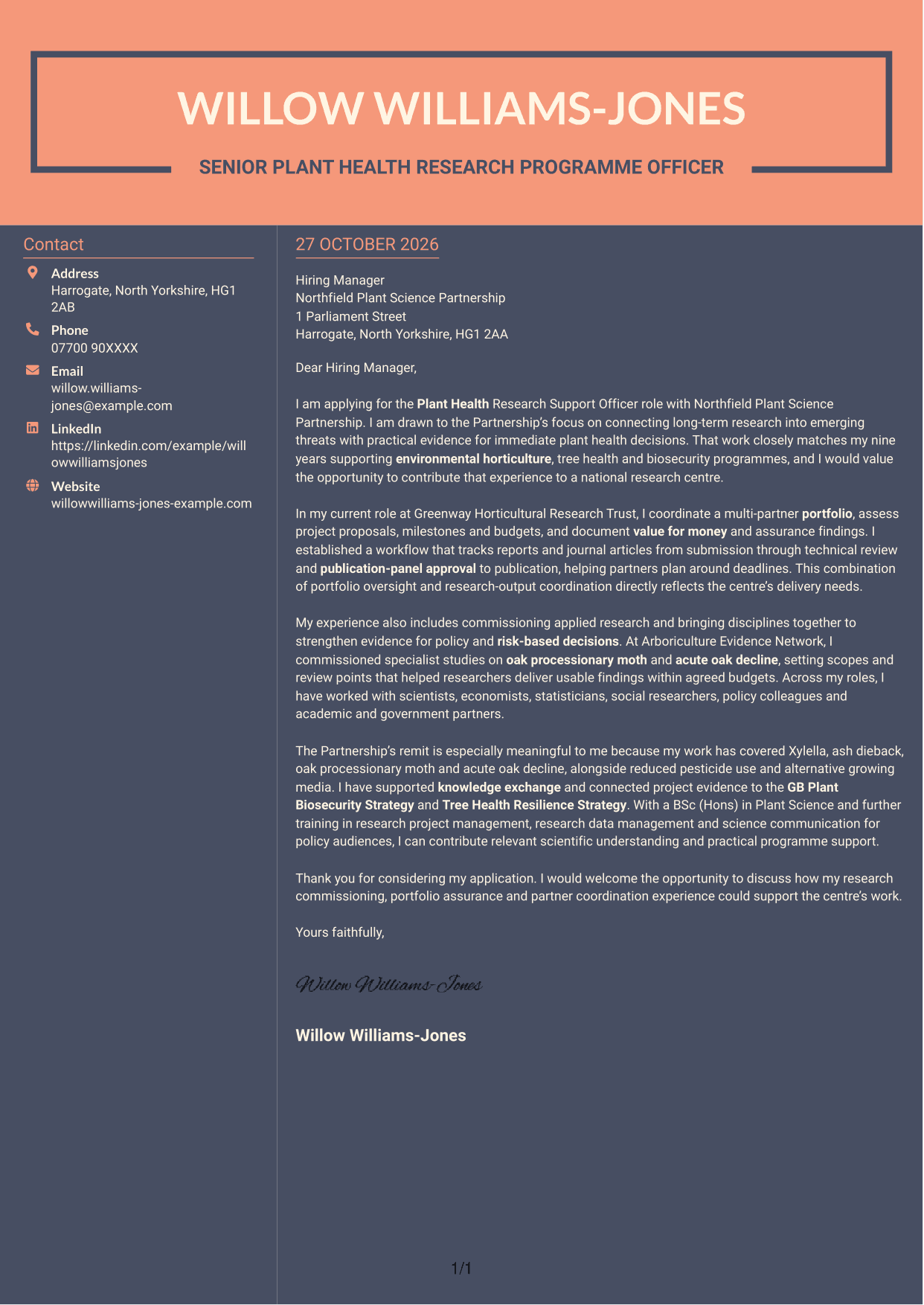 Cover letter example — page 1