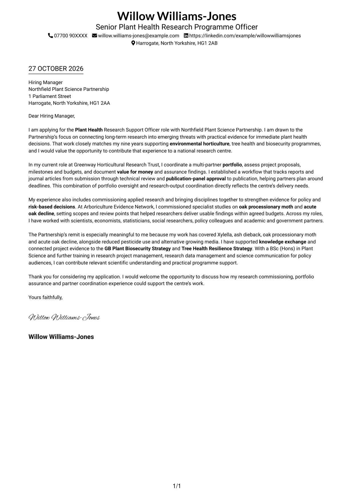 Cover letter example — page 1