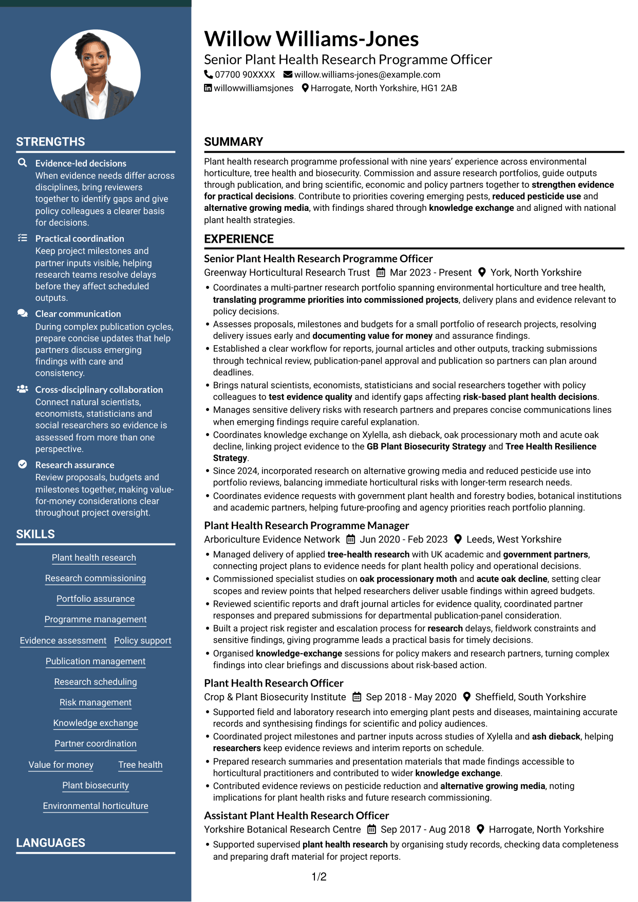 CV example — page 1