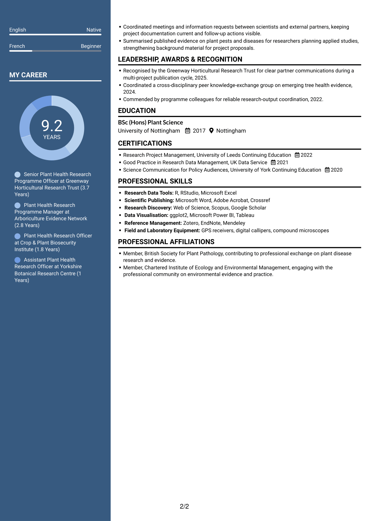 CV example — page 2